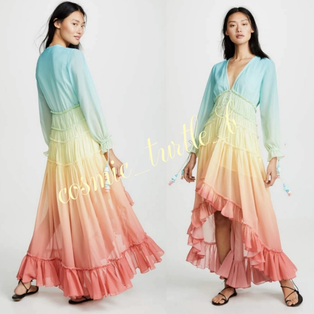 2X HP Rainbow Ombre Hi-Low Maxi Dress cover up - Picture 4 of 8